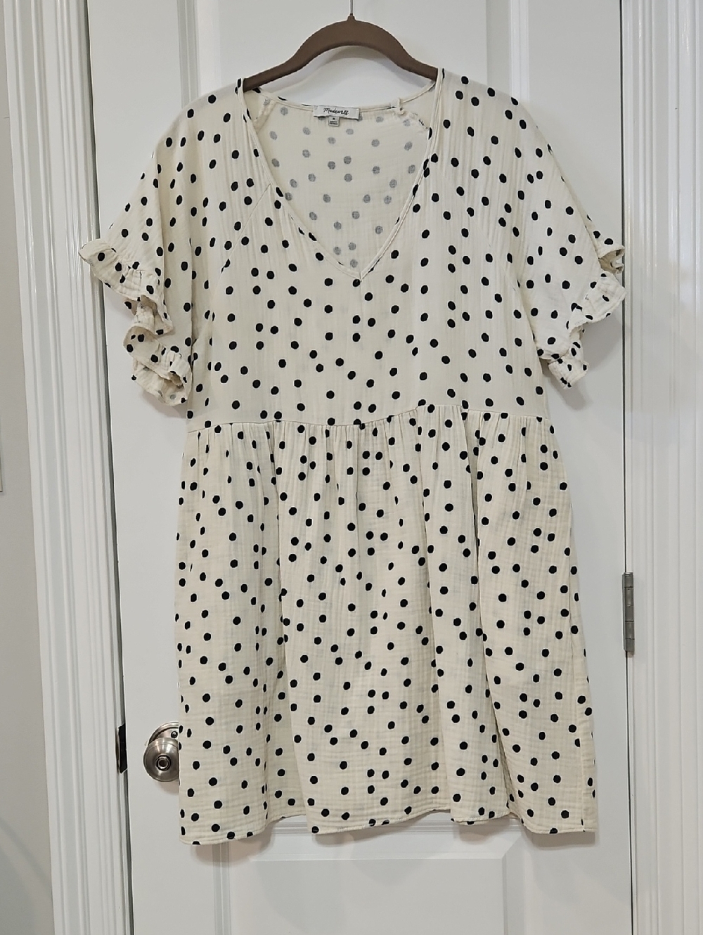 Madewell Cream Dress with Black Polka Dots
